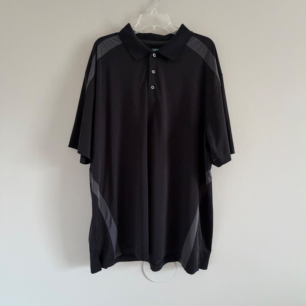Pro Tour Mens XXL Black Gray Athleisure Golf Polo Shirt Short Sleeve Stretch